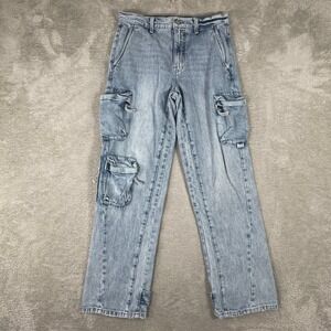 Pistola Bobbie Cargo Jeans Womens 27 Fits (30x31) Light Wash Utility Straight